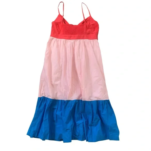 J.Crew Petite Colorblock Tie Front Midi Sundress NWT Coral Pink Blue Dress 10P - Picture 5 of 9